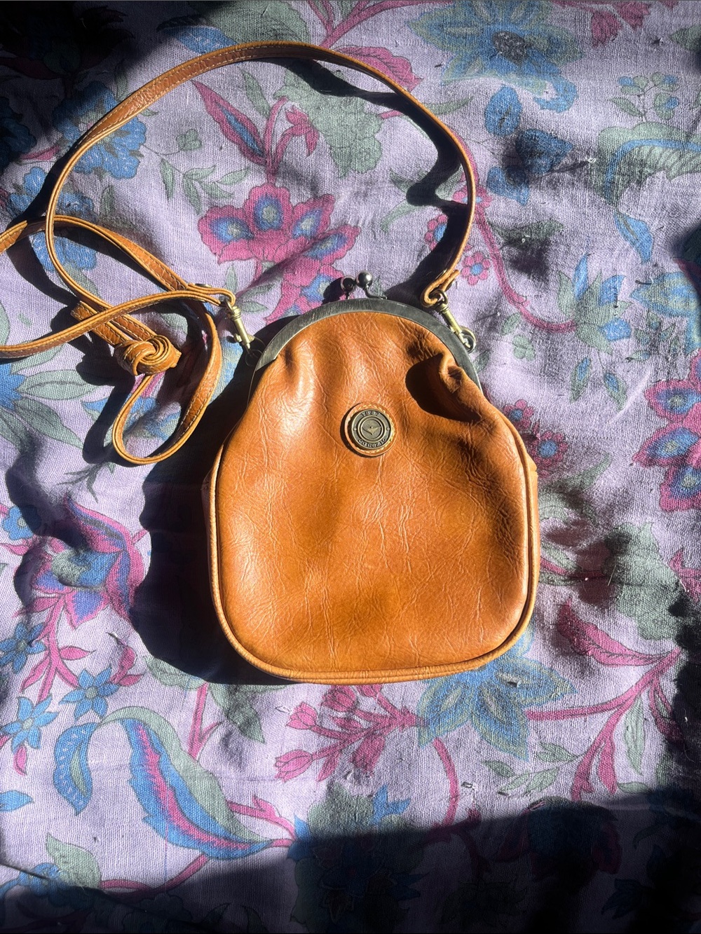 Capezio Small Saddle Crossbody in Warm Tan
